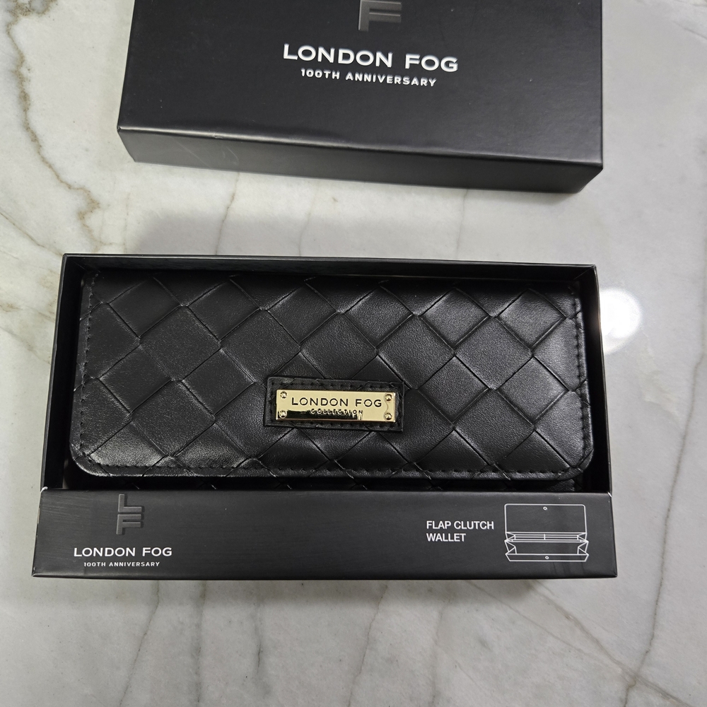 London Fog Black Flap Clutch Wallet